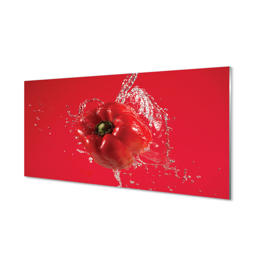 Sklenený obraz Papriky voda červené pozadie