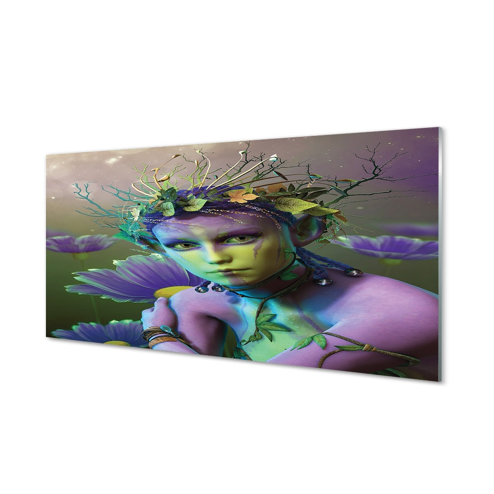 Sklenený obraz Fialový elf žena kvety