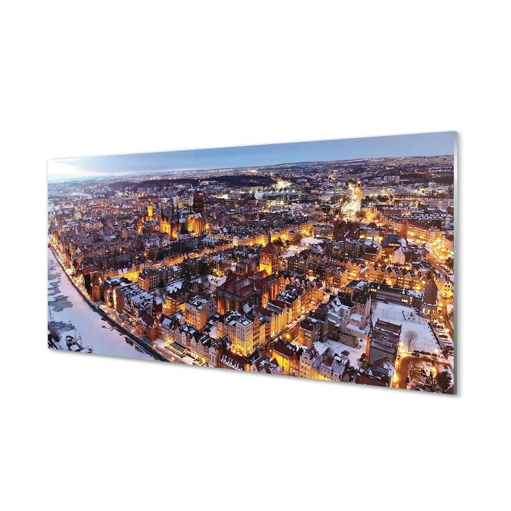Sklenený obraz Panoráma mesta Gdansk zima