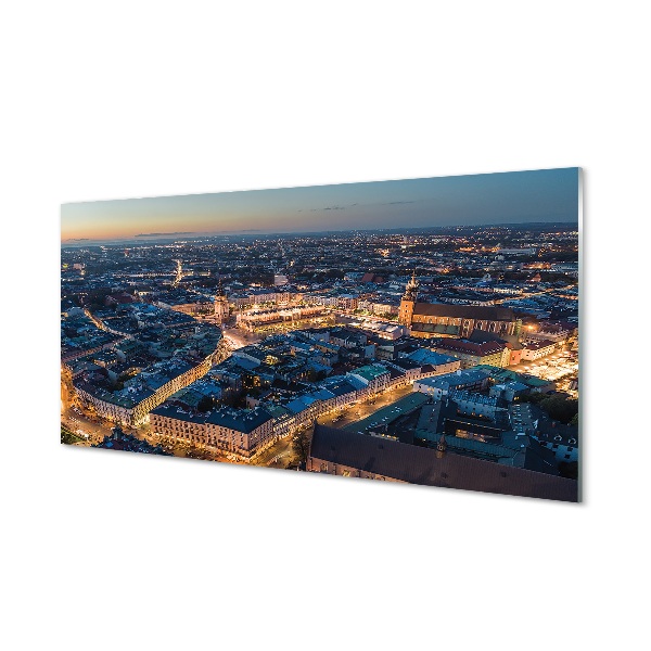 Obraz na skle Krakov Panoráma mesta v noci