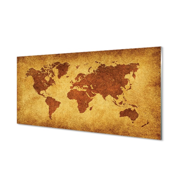 Sklenený obraz Stará hnedá mapa sveta
