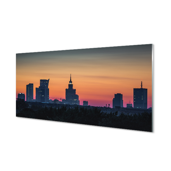 Obraz na skle Varšava Západ slnka panoráma