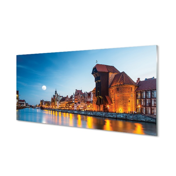 Obraz na skle Rieka Gdansk Nočné Staré mesto