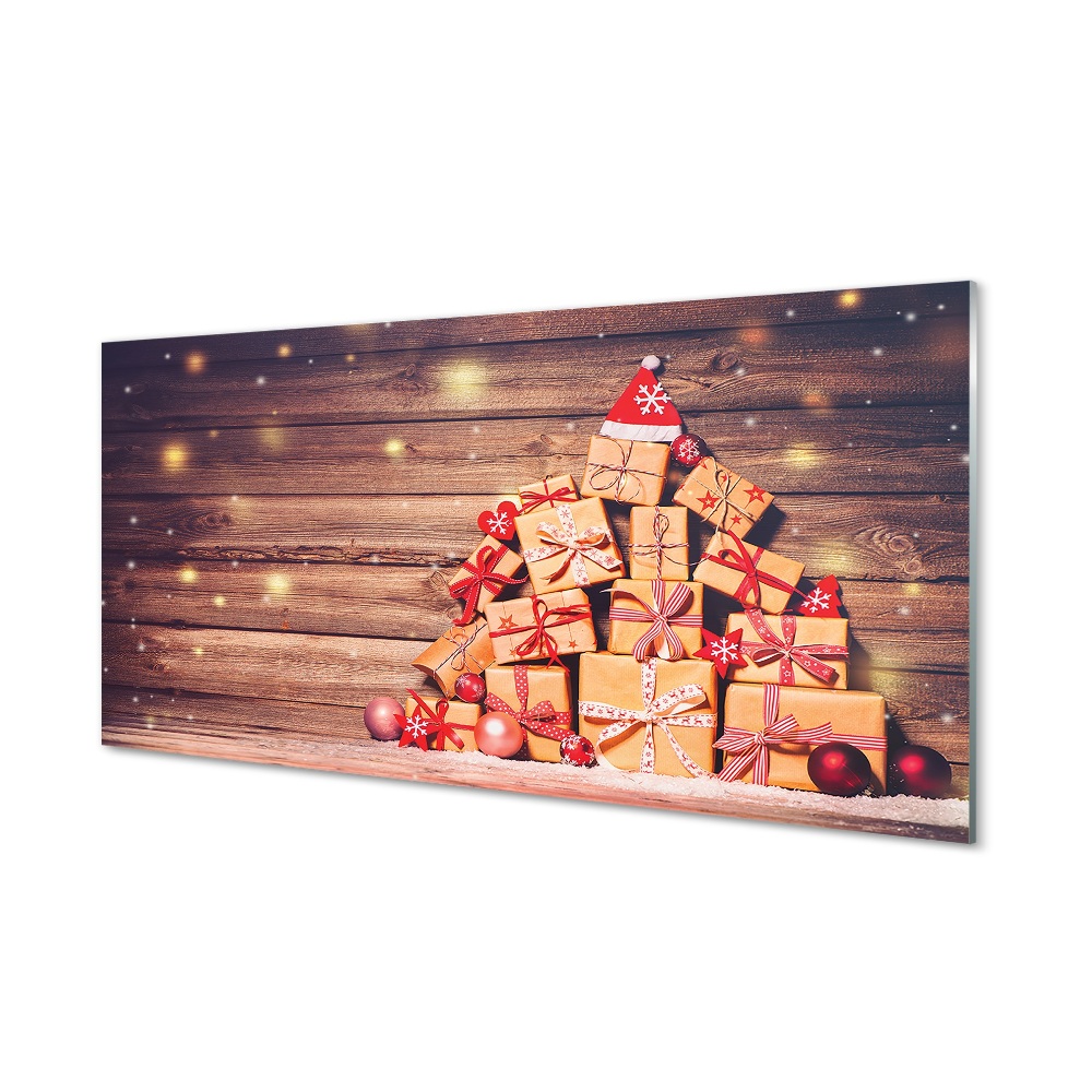 Skleneny obraz Vianočný stromček s darčekmi