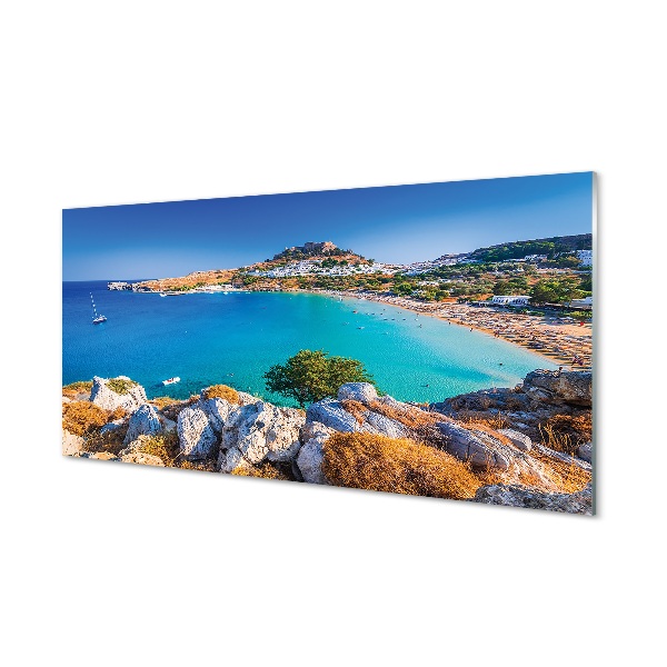 Skleneny obraz Grécko Panoráma mesta na pláži