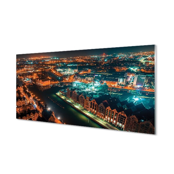 Skleneny obraz Nočná panoráma mesta Gdaňsk