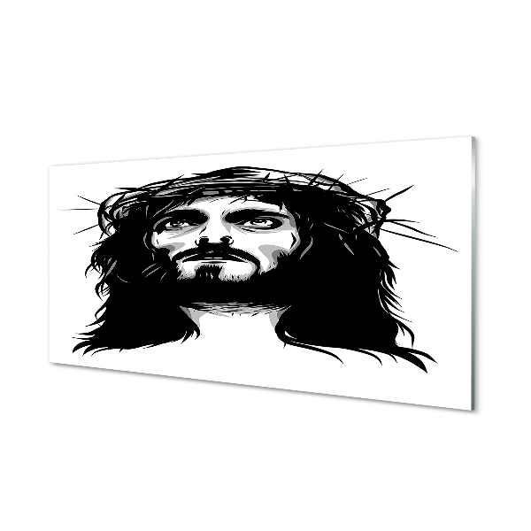 Obraz na skle Čiernobiela ilustrácia Ježiša