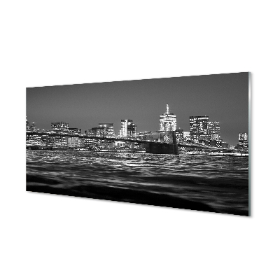 Skleneny obraz Čiernobiela panoráma mosta na vode