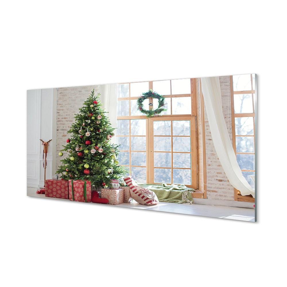 Skleneny obraz Ozdoby na vianočný stromček vianočné darčeky