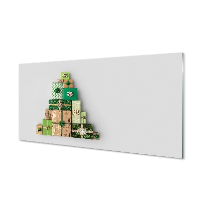 Sklenený obraz Vianočný stromček so zelenými darčekmi