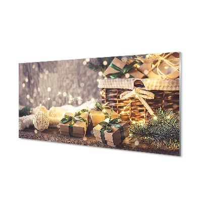 Obraz na skle Kôš s vianočnými darčekmi