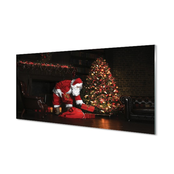 Skleneny obraz Santa Claus a červené darčeky