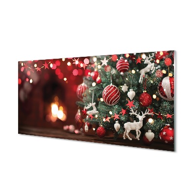 Obraz na skle Vianočné ozdoby biele a červené