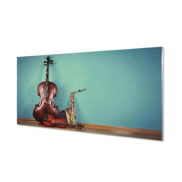 Sklenený obraz Husle trúbka violončelo