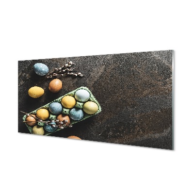 Sklenený obraz Farebné vajíčka v kartóne na vajíčka