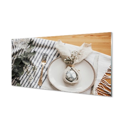 Skleneny obraz Tanier kvety stôl