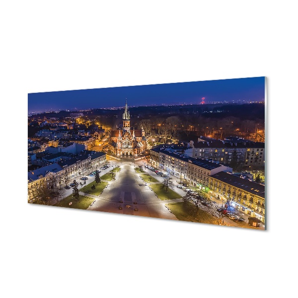 Skleneny obraz Krakov Nočná panoráma kostola