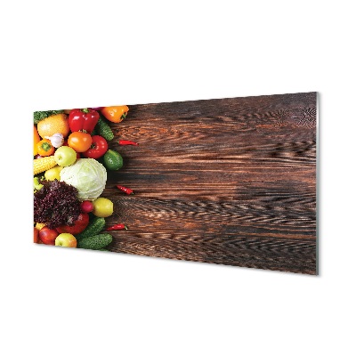 Sklenený obraz Rôzna zelenina na doske