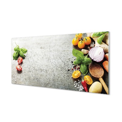 Skleneny obraz Zelenina soľ a korenie