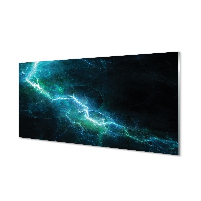 Sklenený obraz Modrý blesk na čiernom pozadí