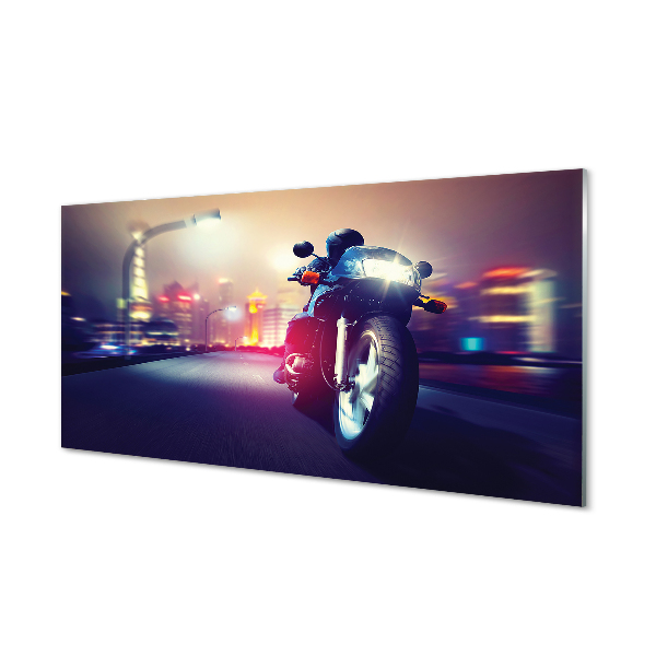 Obraz na skle Motorka svetlá mesta