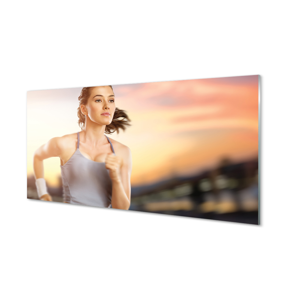 Obraz na skle Bežiaca žena