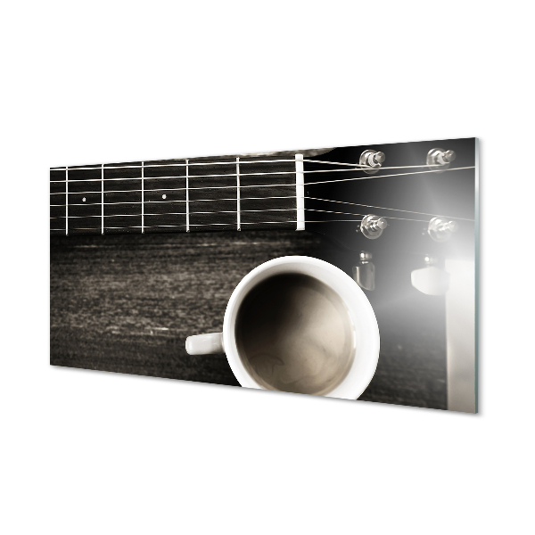 Obraz na skle Čierna káva a gitara