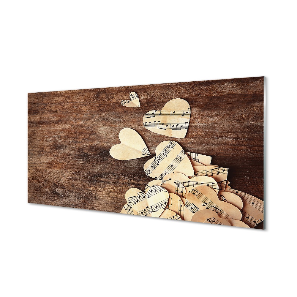 Obraz na skle Srdcia v notovom vzore