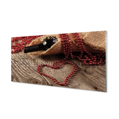 Obraz na skle Víno a srdce s korálkami