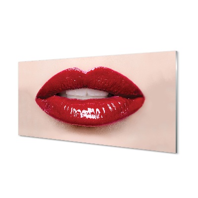 Obraz na skle Červené pery biele zuby