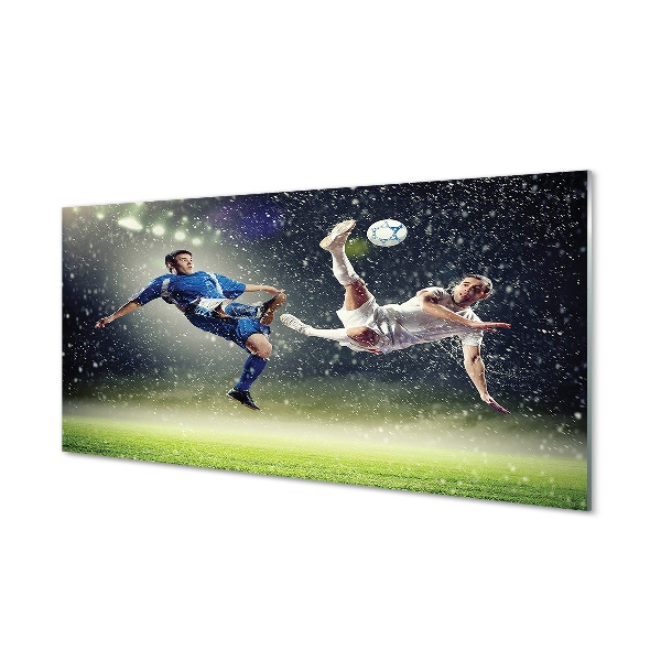 Sklenený obraz Futbalový zápas v daždi