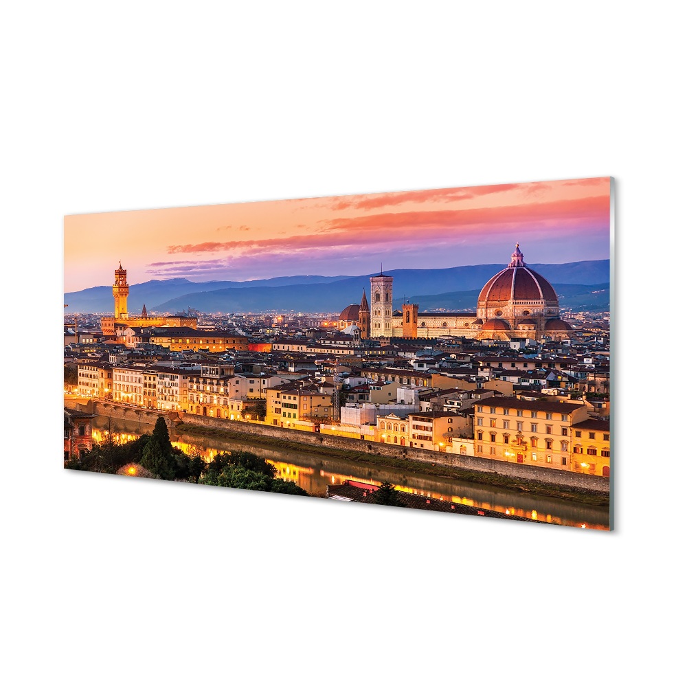 Sklenený obraz Taliansko Panoráma katedrály v noci
