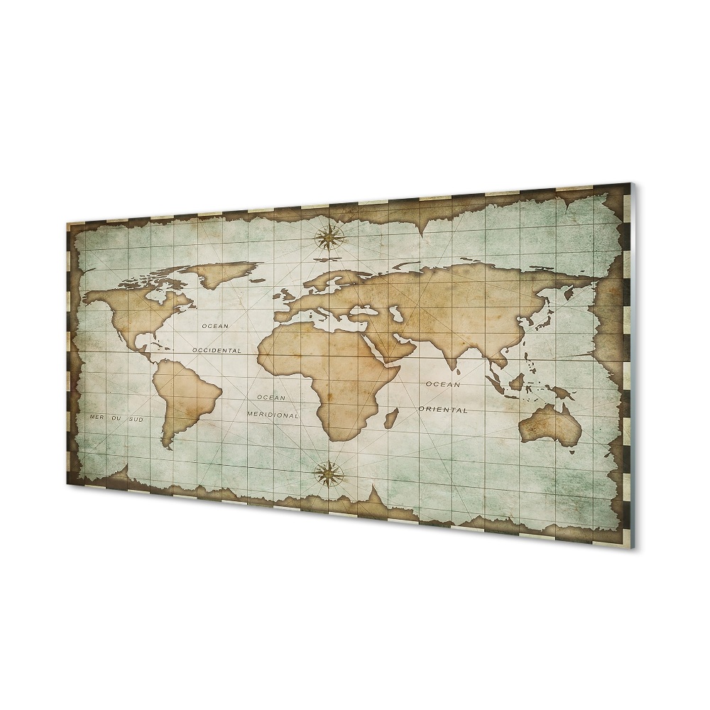 Sklenený obraz Mapa sveta tmavé pobrežia