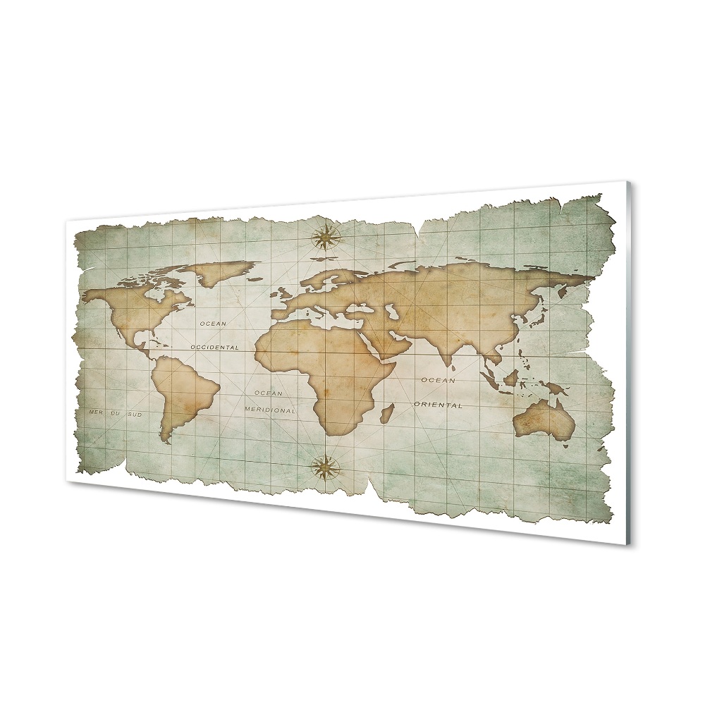 Skleneny obraz Mapa sveta svetlé pobrežia