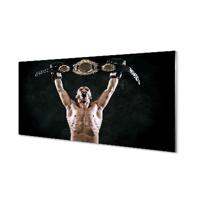 Skleneny obraz Muž boxujúci s opaskom