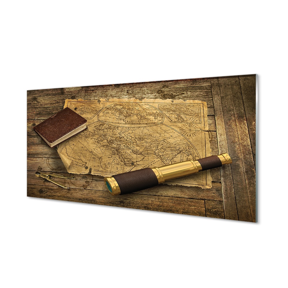 Obraz na skle Stará mapa ďalekohľad