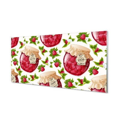 Sklenený obraz Malinový džem v pohároch vzor