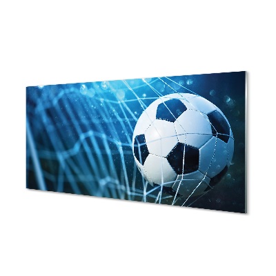 Sklenený obraz Lopta v bránke modré pozadie