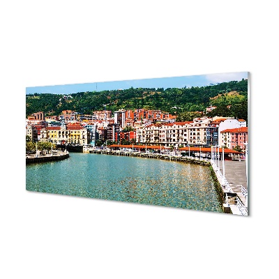 Sklenený obraz Španielsko Mesto pri rieke hory