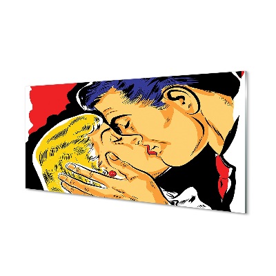 Obraz na skle Ľudia sa bozkávajú pop art