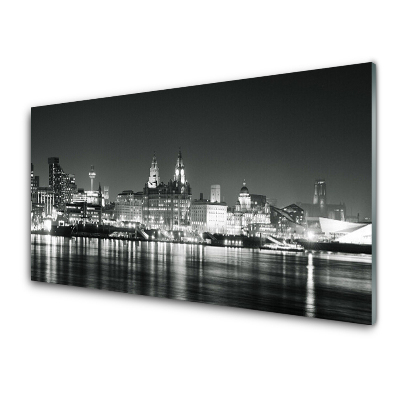 Sklenený obraz Mesto Voda Dom Noc