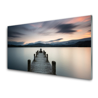 Obraz na skle Mólo Jazero Hora