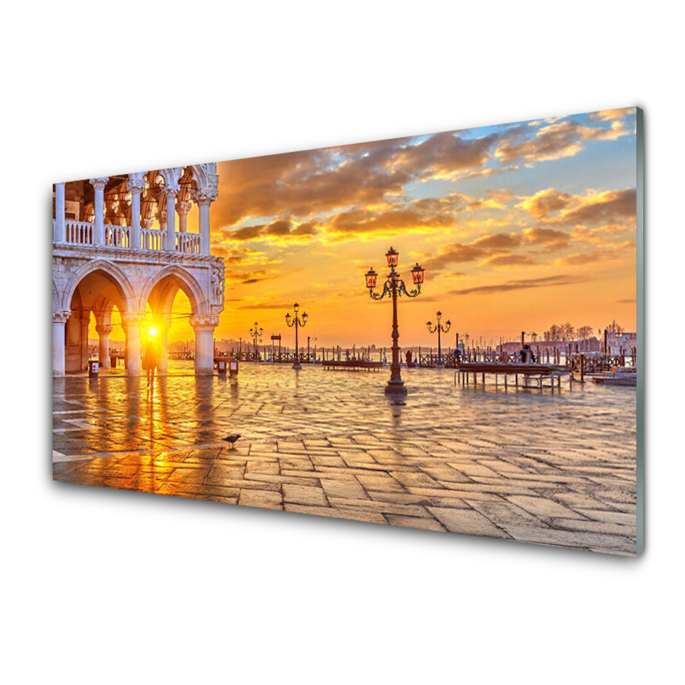 Skleneny obraz Market Town Západ slnka