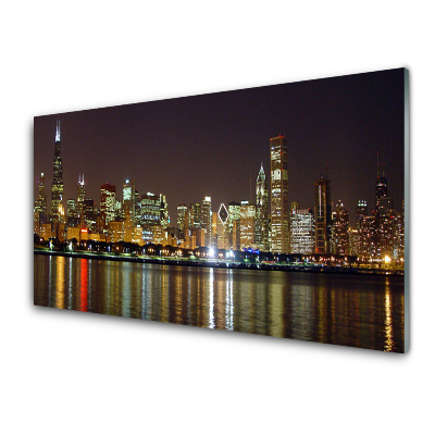 Sklenený obraz Mesto v noci Mrakodrapy