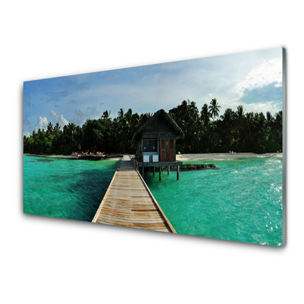 Skleneny obraz Most k chate pri mori