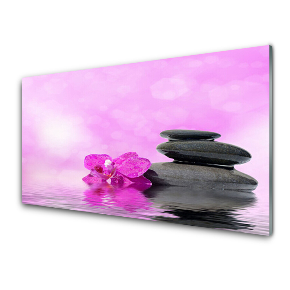 Sklenený obraz Ružové pozadie orchidea kamene