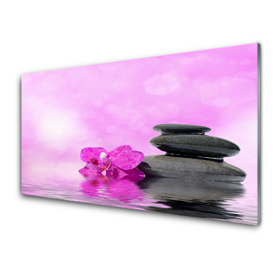 Sklenený obraz Ružové pozadie orchidea kamene