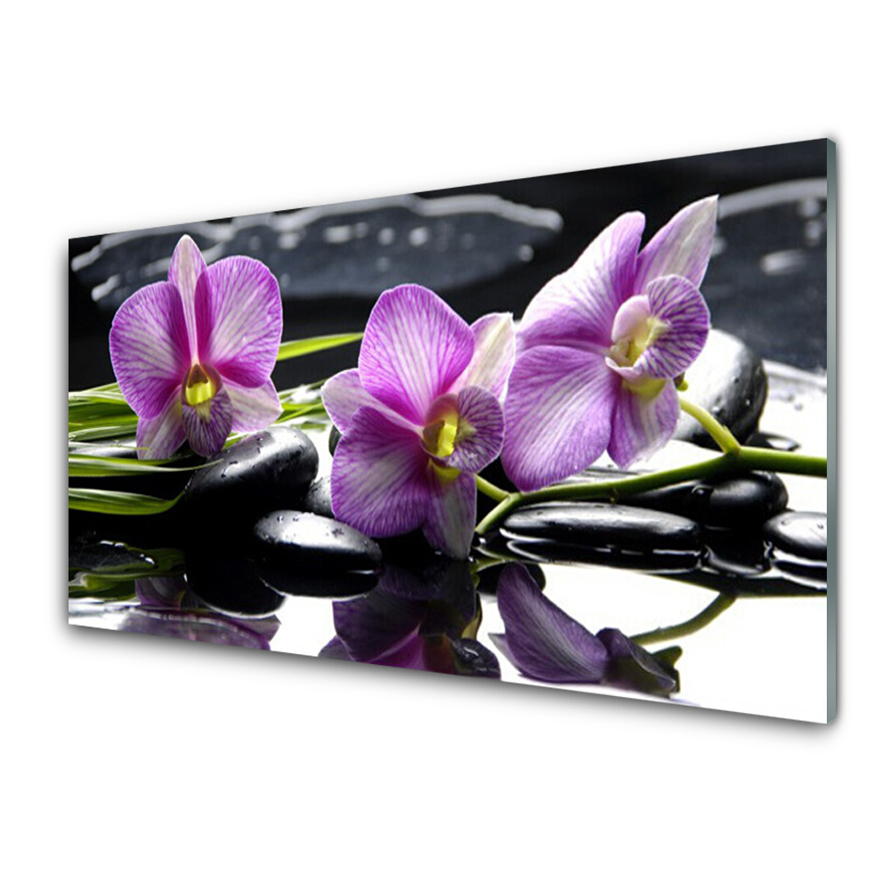 Skleneny obraz Fialové orchidey na vode