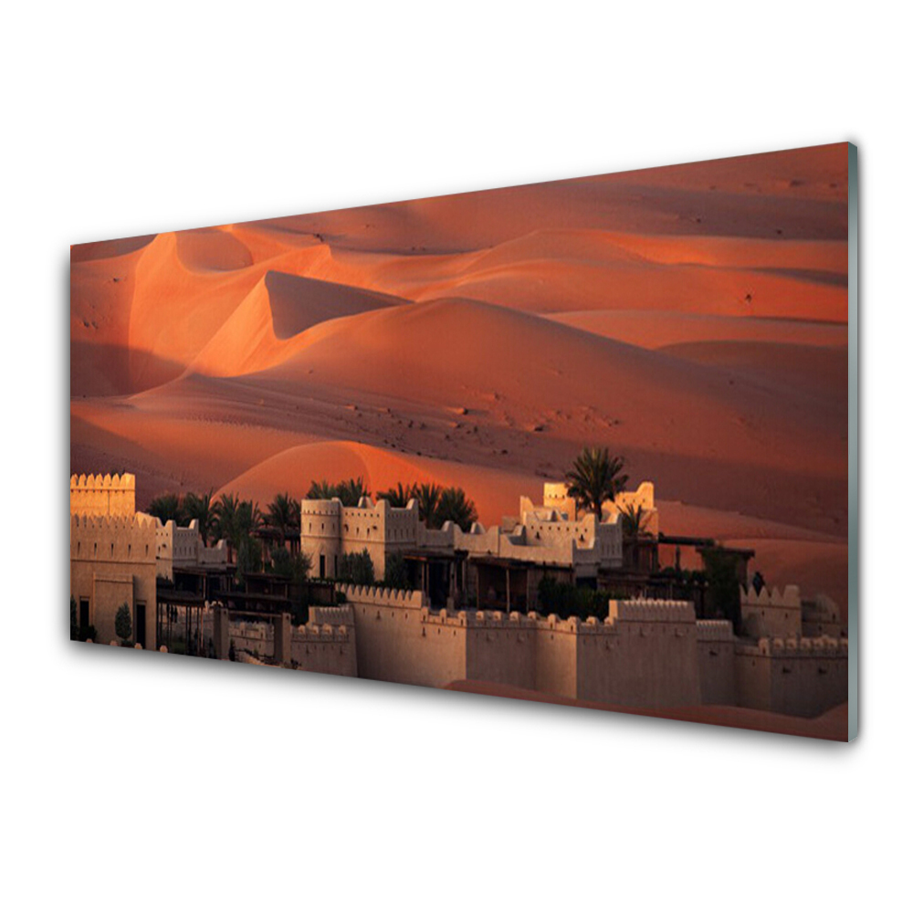 Sklenený obraz Mesto na pozadí púšte