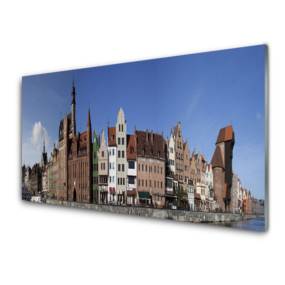 Sklenený obraz Domy na nábreží